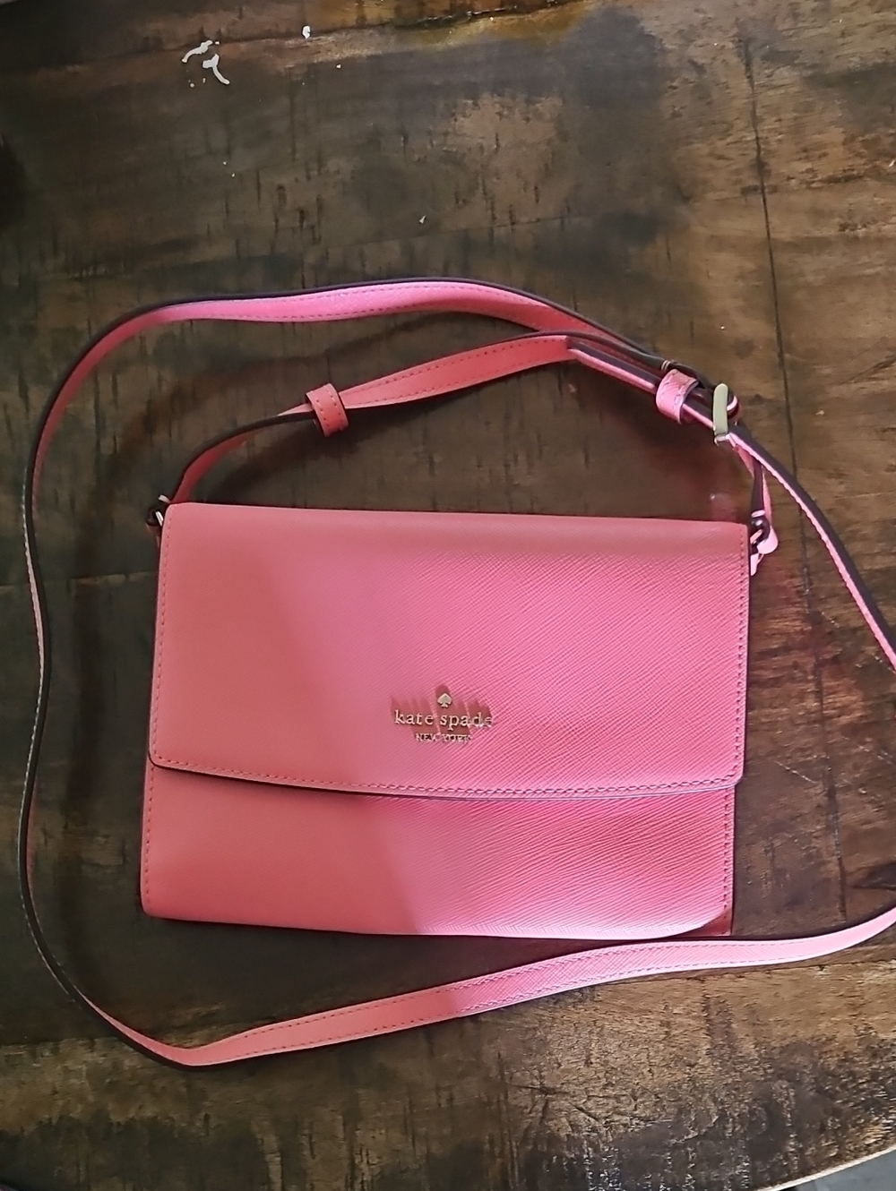 kate spade pink leather crossbody flap purse
